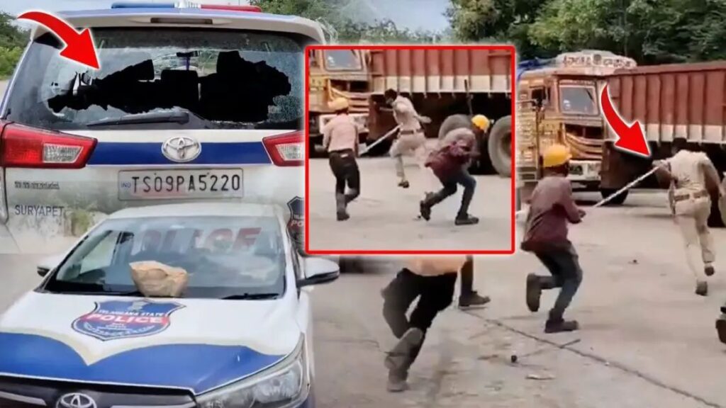 సూర్యాపేటలో హైటెన్షన్.. పోలీసులను పరిగెత్తించి కొట్టిన కార్మికులు!