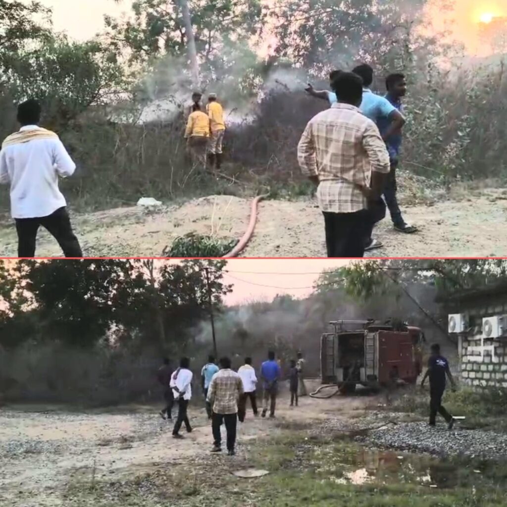 అక్కినాపురం తండలో కంకర మిల్లు దగ్ధం