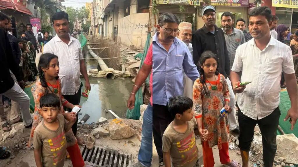 నాలాలో పడ్డ బాలుడు.. కొంచెమైతే ప్రాణాలే పోయేవి..!